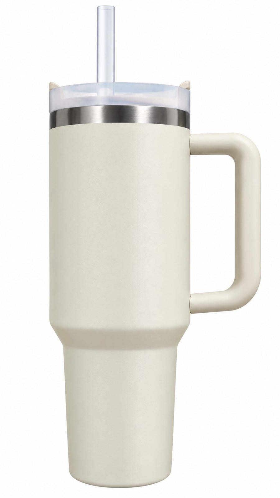Cream White Custom Tumbler – VIMZO HYDRATE insulated tumbler with handle and straw